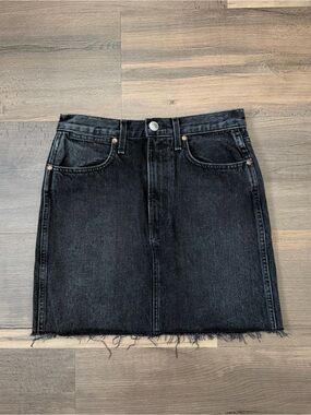 Rag & Bone Moss Black Distressed Denim Mini Skirt Size 25